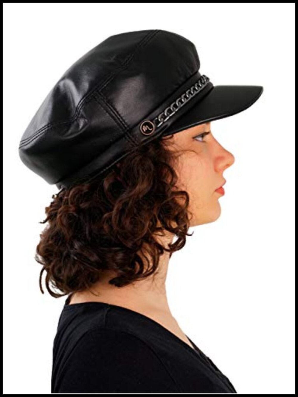 Womens Newsboy Cap Genuine Shearling Sheepskin Leather Adjustable Hat